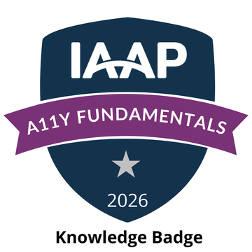 IAAP A11Y Fundamentals Knowledge Badge 2026 - verify credential on Credly